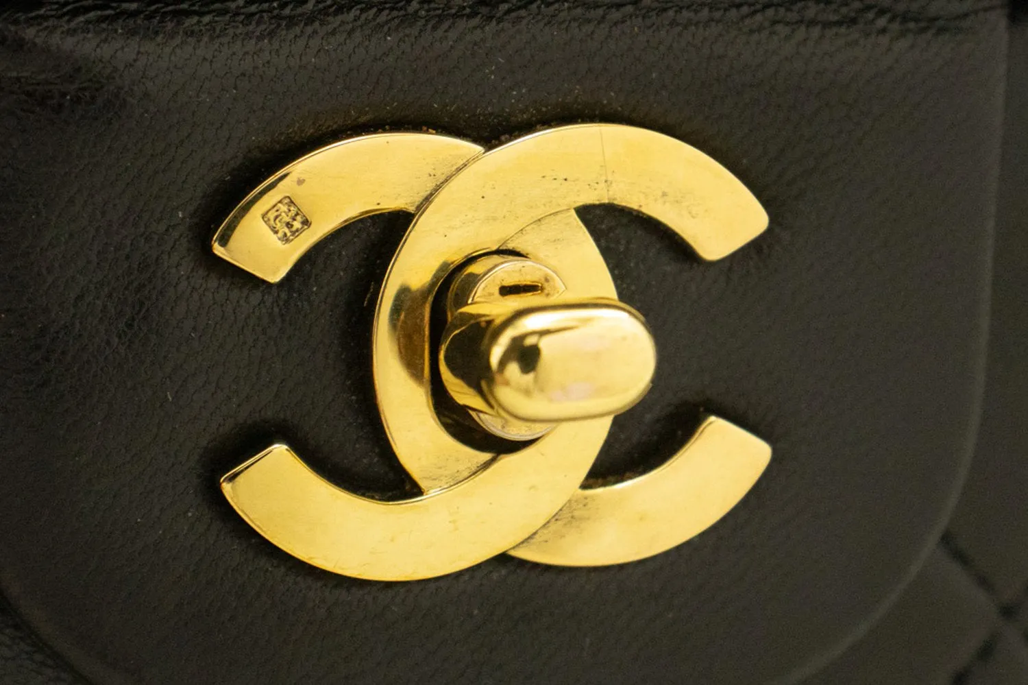 CHANEL Classic Double Flap 10" Chain Shoulder Bag Black Lambskin m94