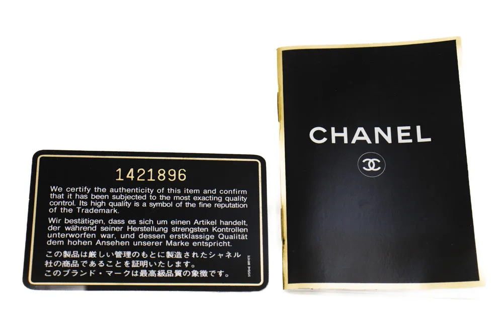 CHANEL Classic Double Flap 10" Chain Shoulder Bag Black Lambskin m95