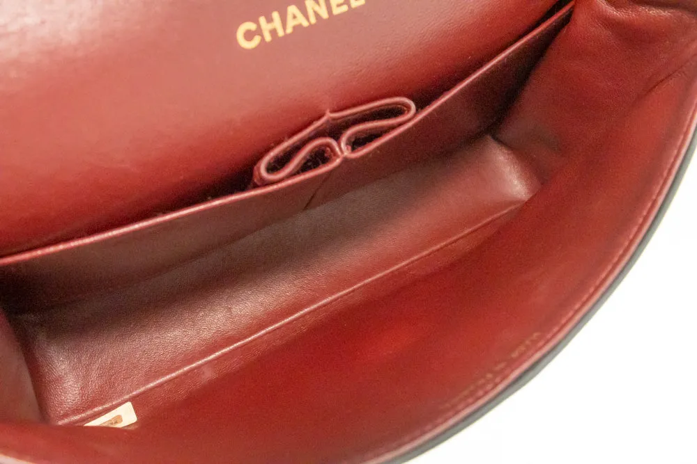 CHANEL Classic Double Flap 10" Chain Shoulder Bag Black Lambskin m95
