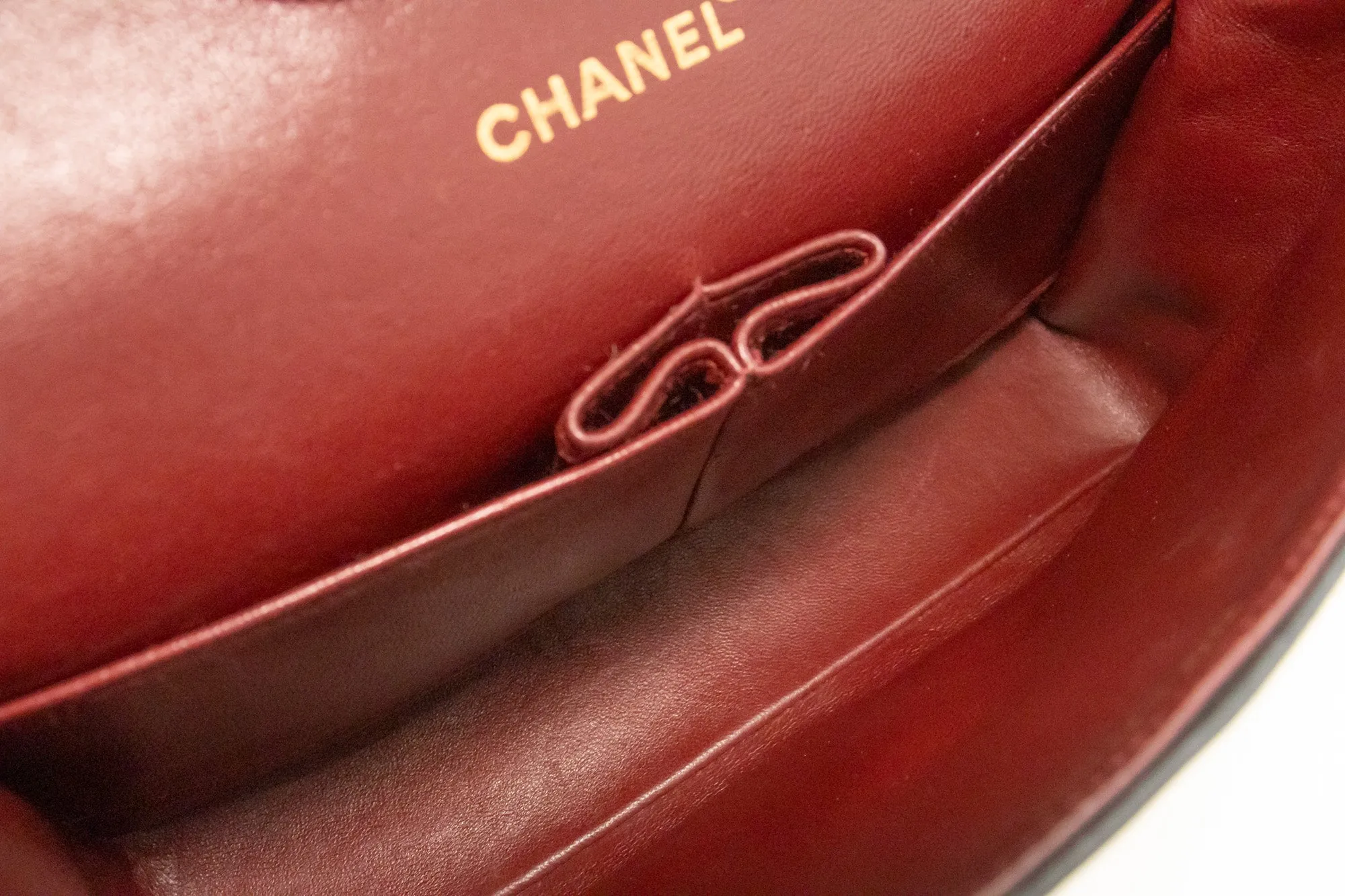 CHANEL Classic Double Flap 10" Chain Shoulder Bag Black Lambskin m95