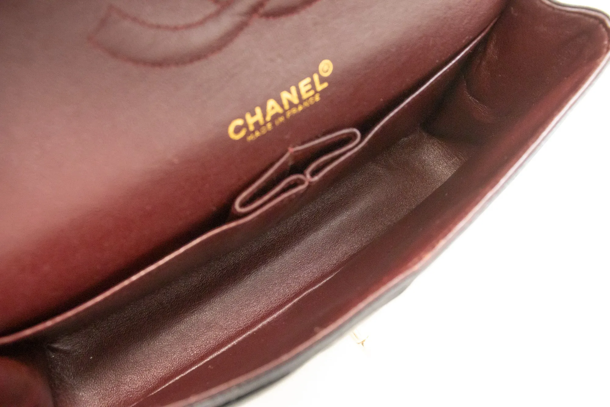 CHANEL Classic Double Flap 10" Chain Shoulder Bag Black Lambskin m97