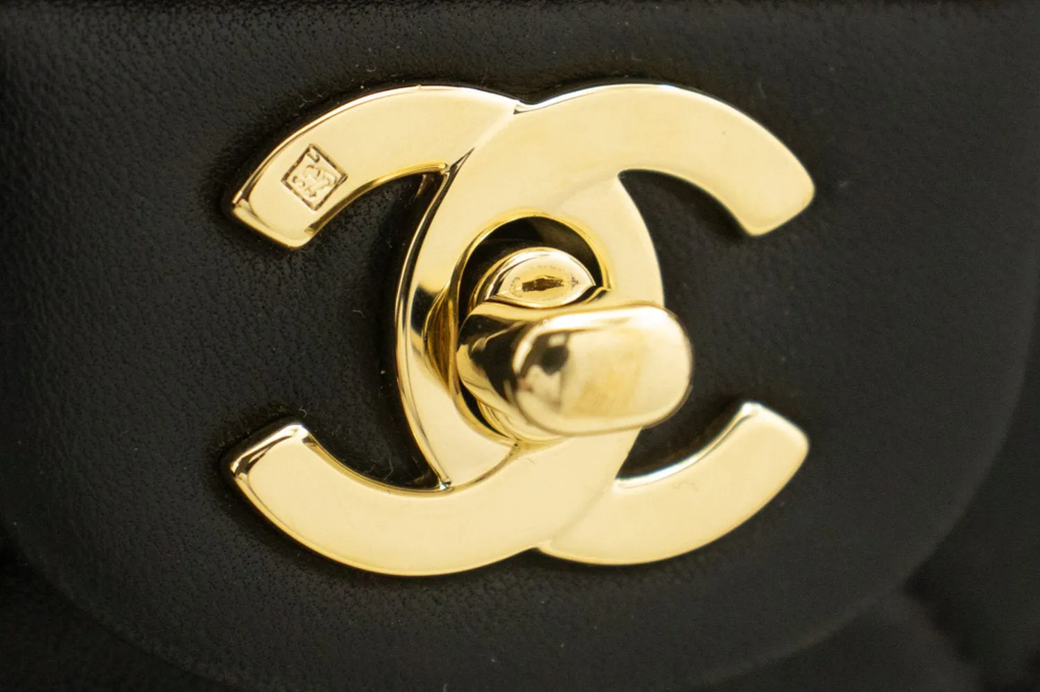 CHANEL Classic Double Flap 10" Chain Shoulder Bag Black Lambskin m97