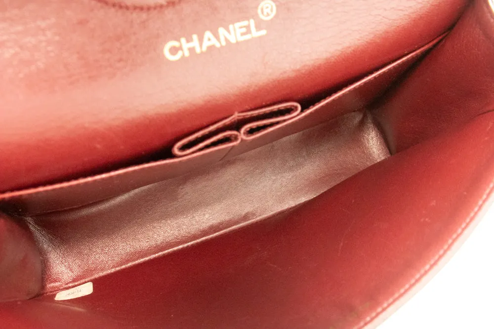 CHANEL Classic Double Flap 10" Chain Shoulder Bag Black Lambskin n44