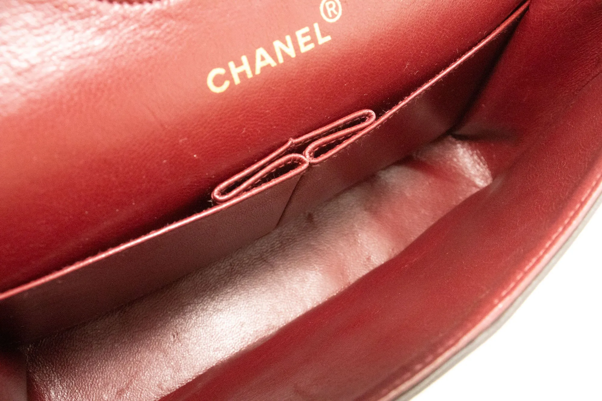 CHANEL Classic Double Flap 10" Chain Shoulder Bag Black Lambskin n99