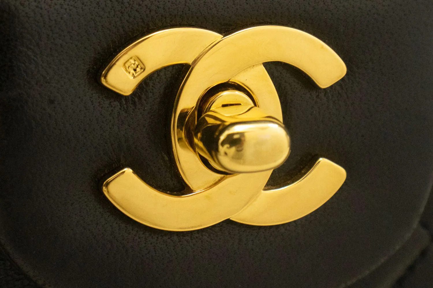CHANEL Classic Double Flap 10" Chain Shoulder Bag Black Lambskin n99