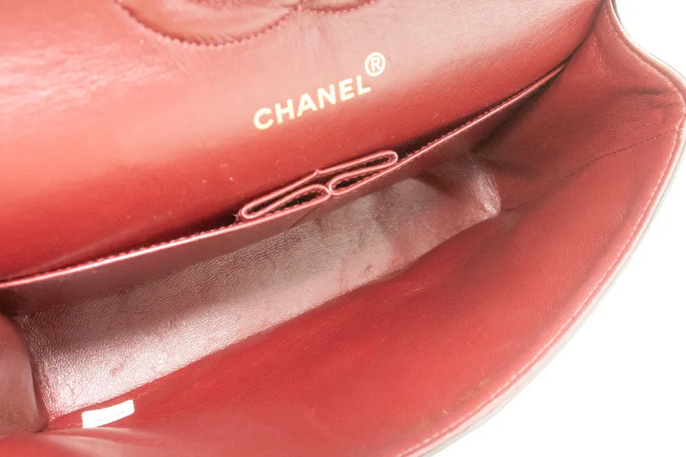 CHANEL Classic Double Flap 10" Chain Shoulder Bag Black Lambskin n99