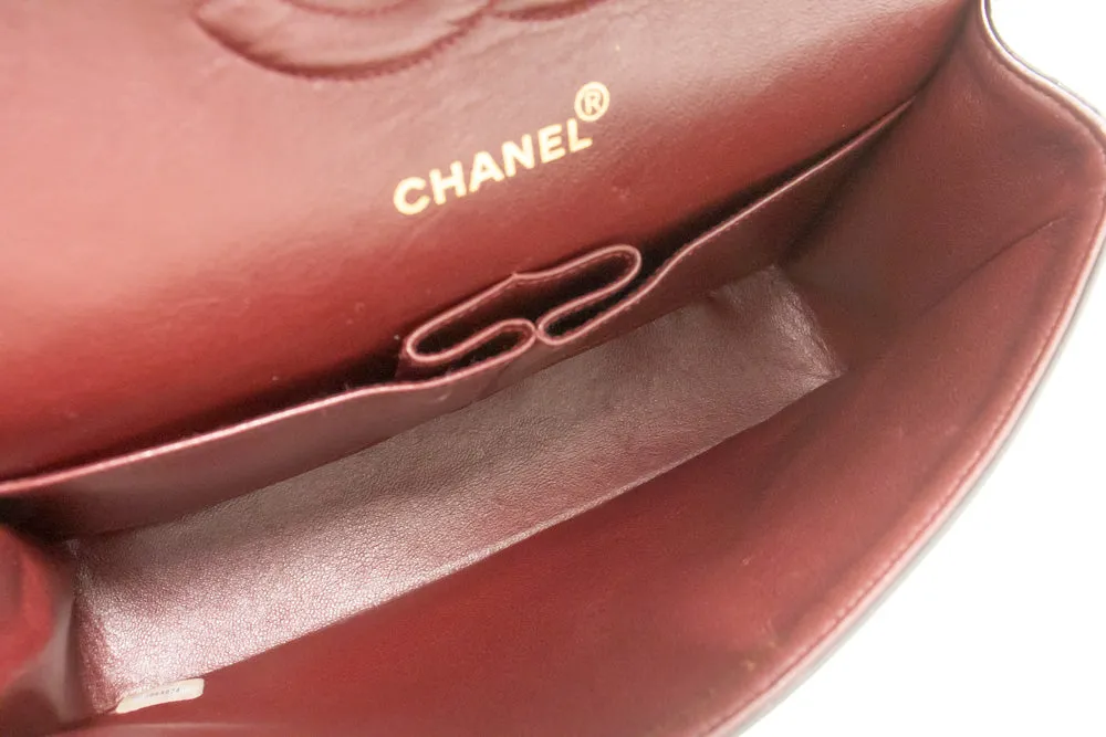 CHANEL Classic Double Flap 10" Chain Shoulder Bag Black Lambskin p32