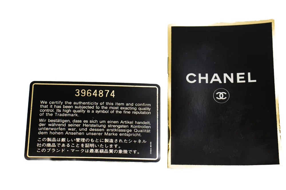CHANEL Classic Double Flap 10" Chain Shoulder Bag Black Lambskin p32