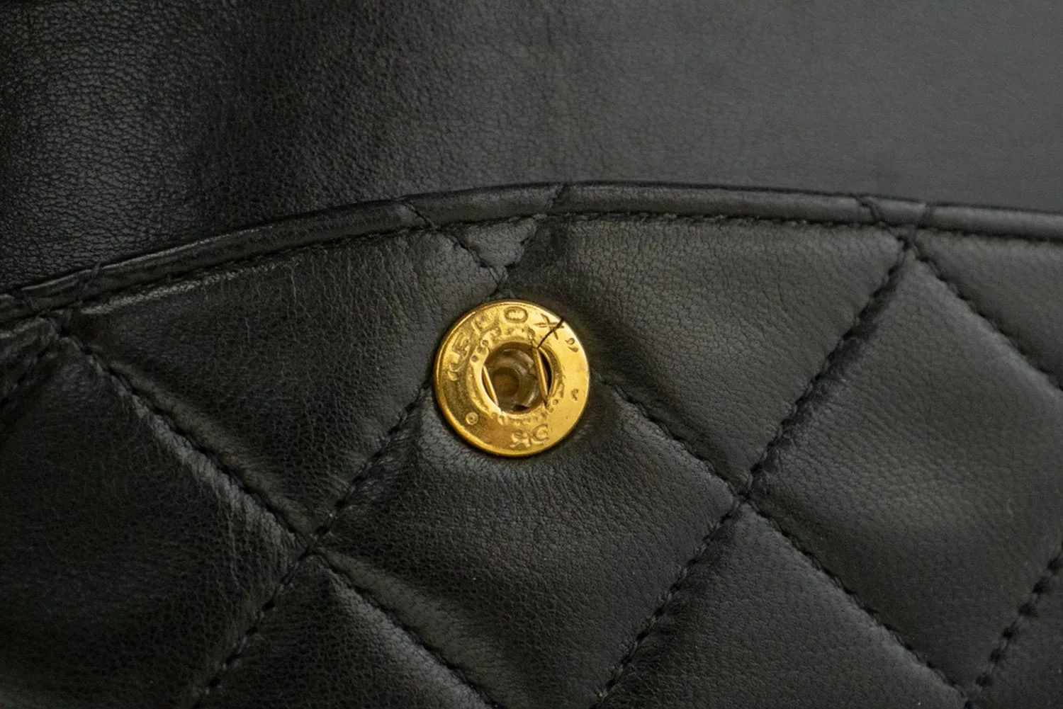 CHANEL Classic Double Flap 10" Chain Shoulder Bag Black Lambskin p32