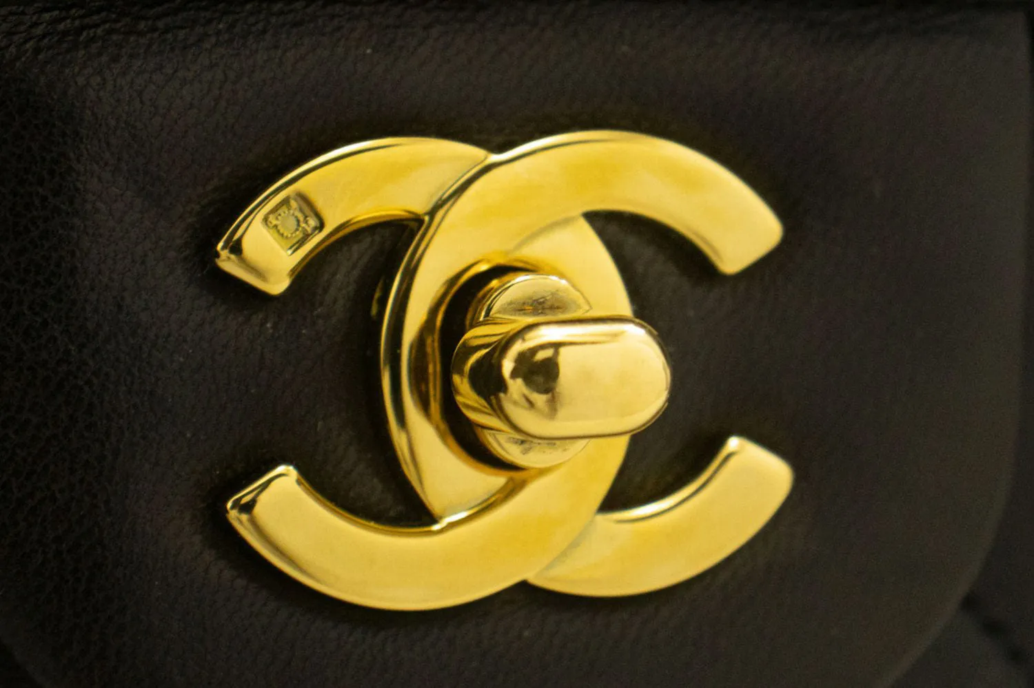 CHANEL Classic Double Flap 10" Chain Shoulder Bag Black Lambskin p49