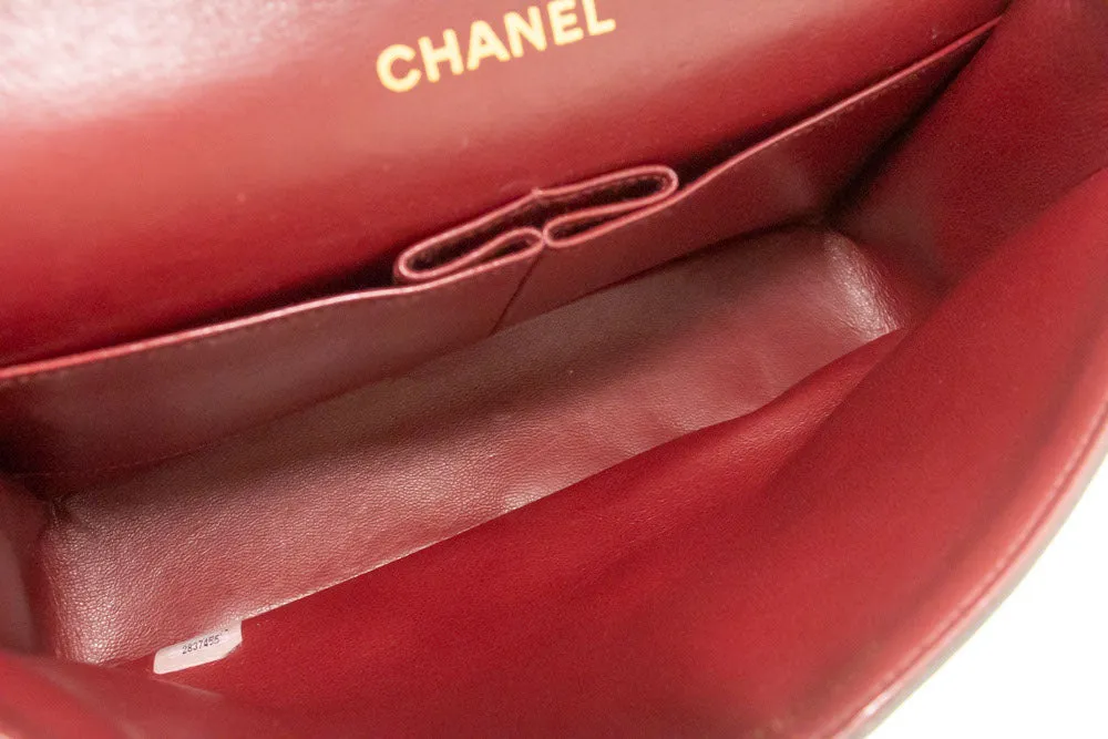CHANEL Classic Double Flap 10" Chain Shoulder Bag Black Lambskin p49