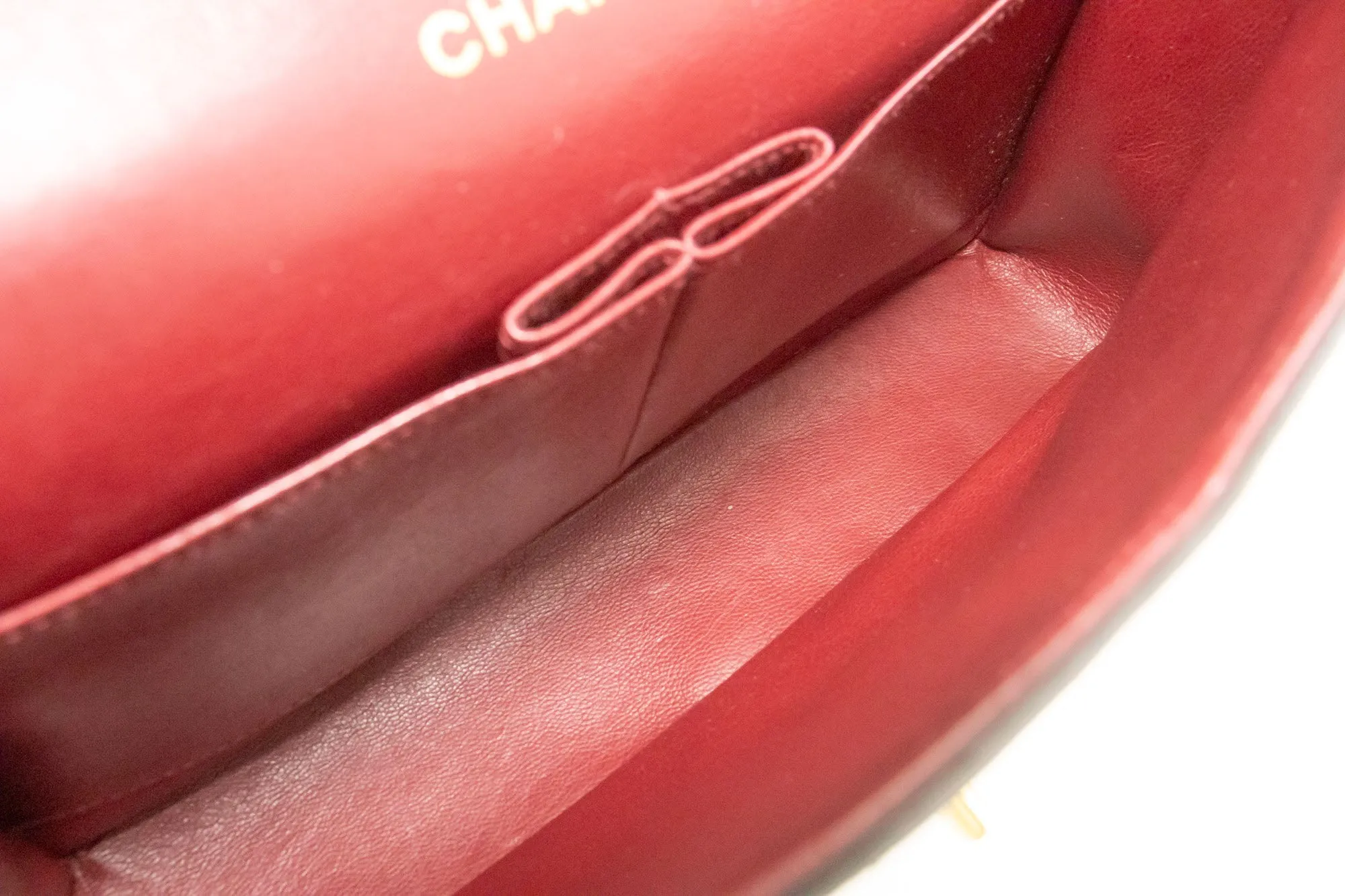 CHANEL Classic Double Flap 10" Chain Shoulder Bag Black Lambskin p49