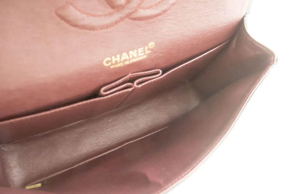 CHANEL Classic Double Flap 10" Chain Shoulder Bag Black Lambskin p50