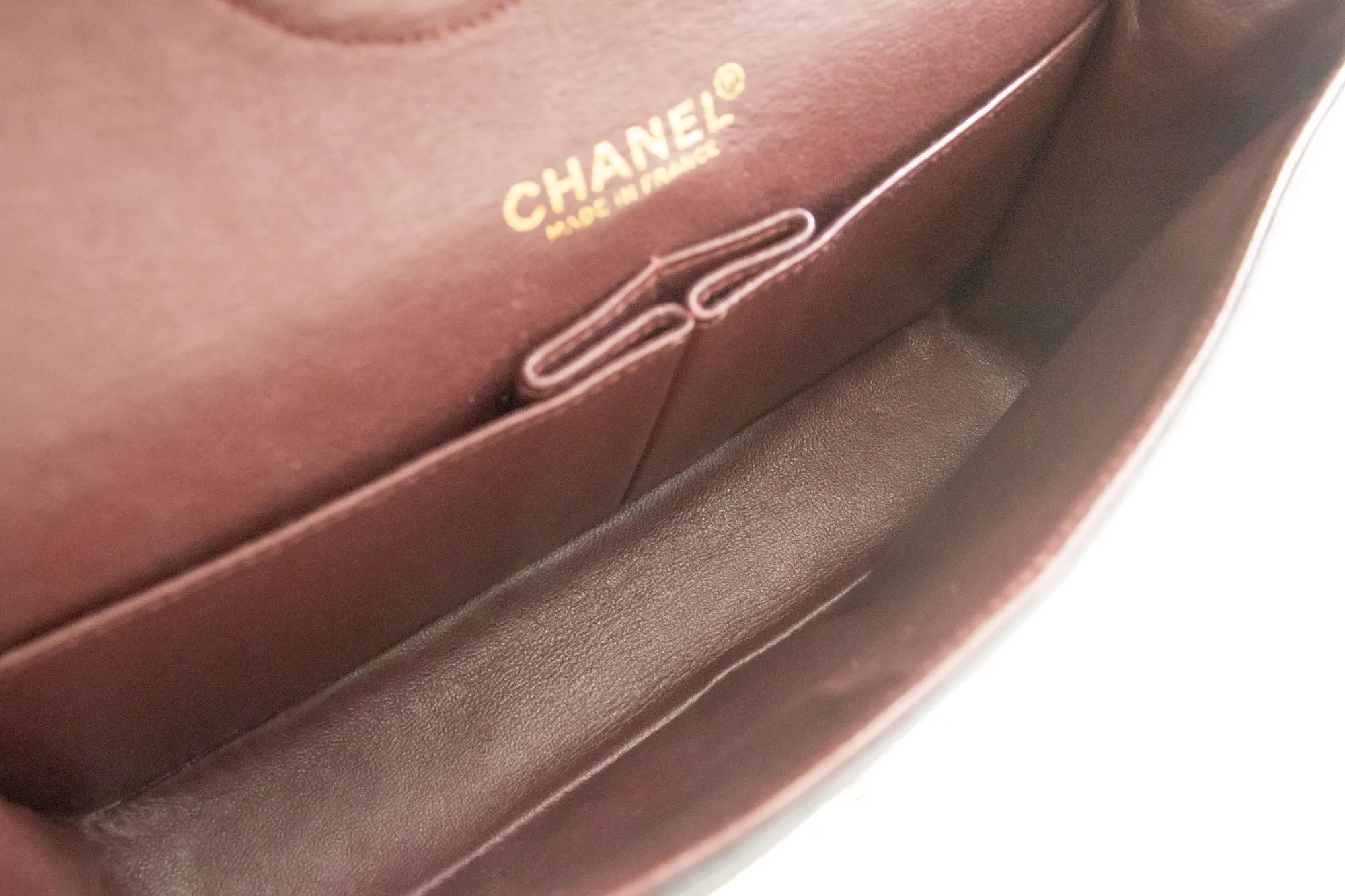 CHANEL Classic Double Flap 10" Chain Shoulder Bag Black Lambskin p50