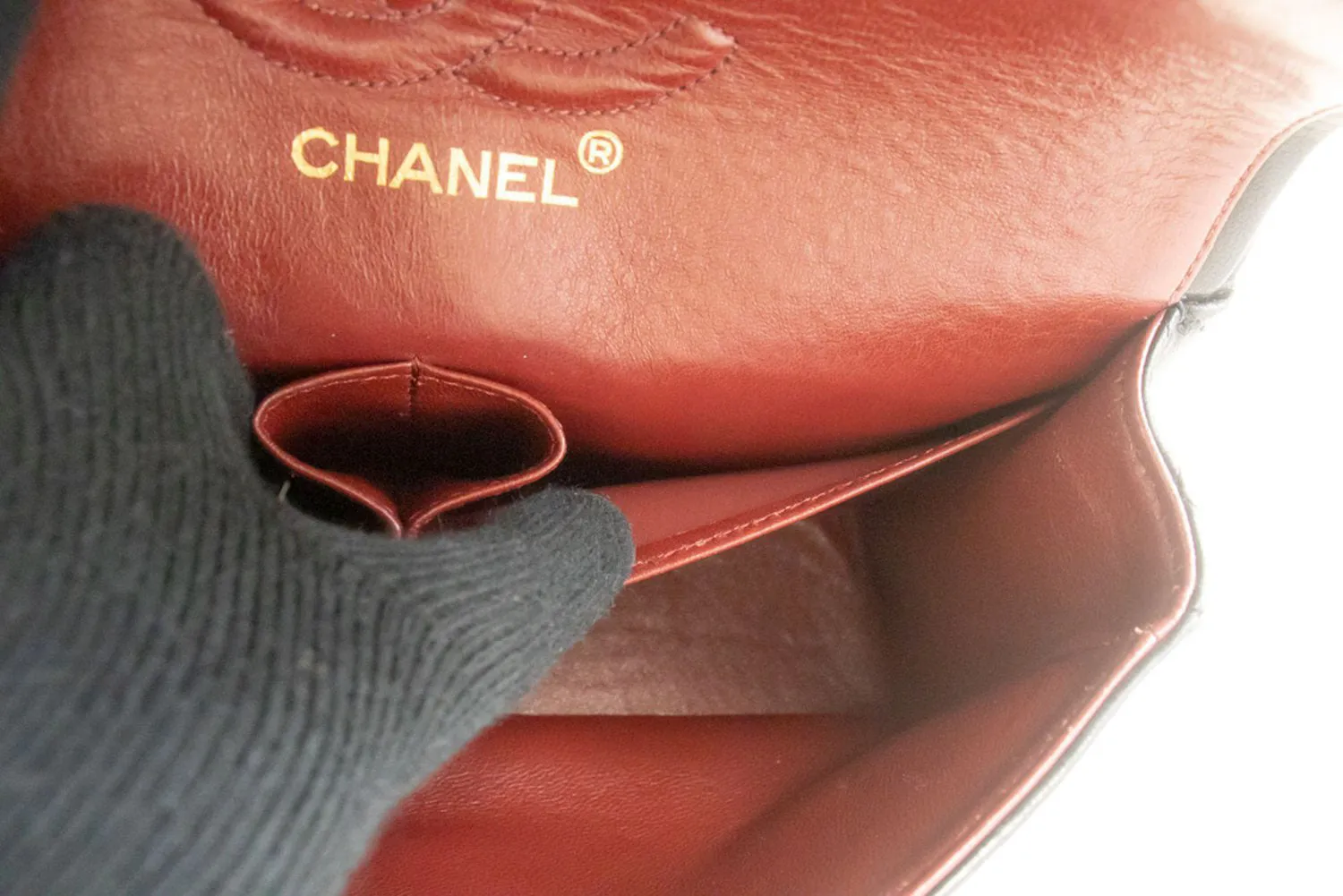 CHANEL Classic Double Flap 9" Chain Shoulder Bag Black Lambskin j19