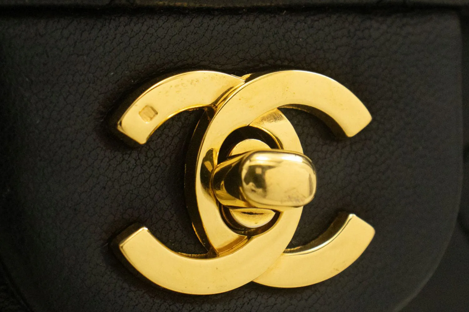 CHANEL Classic Double Flap 9" Chain Shoulder Bag Black Lambskin j19