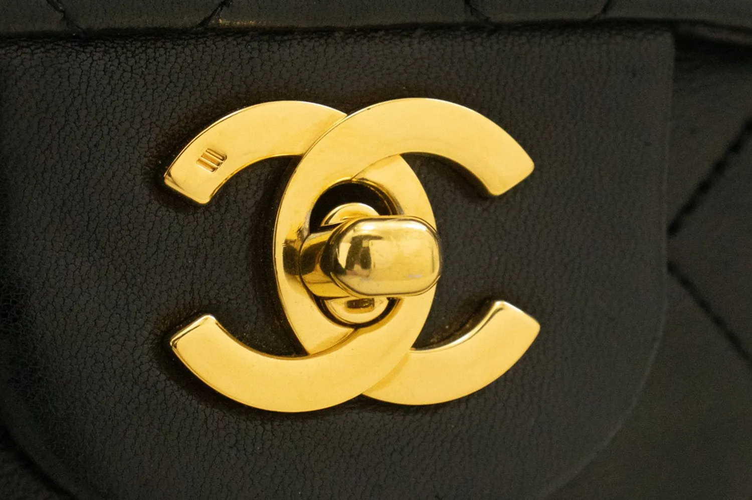 CHANEL Classic Double Flap 9" Chain Shoulder Bag Black Lambskin L41