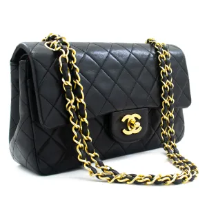 CHANEL Classic Double Flap 9" Chain Shoulder Bag Black Lambskin L43