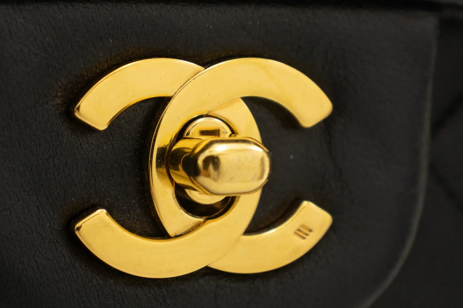CHANEL Classic Double Flap 9" Chain Shoulder Bag Black Lambskin L43