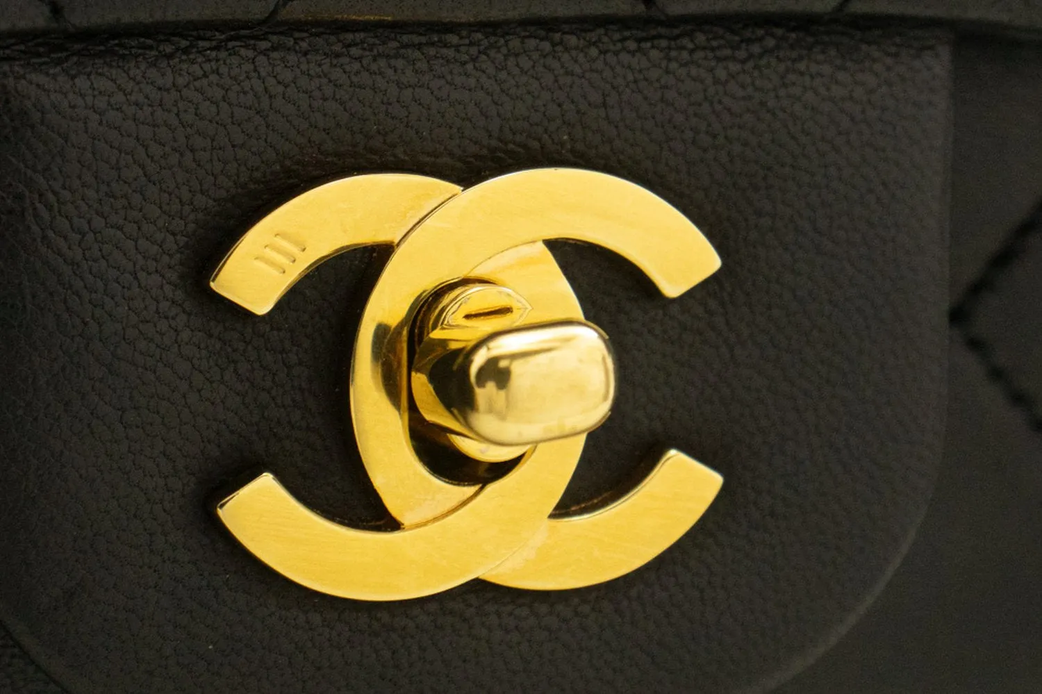CHANEL Classic Double Flap 9" Chain Shoulder Bag Black Lambskin L63