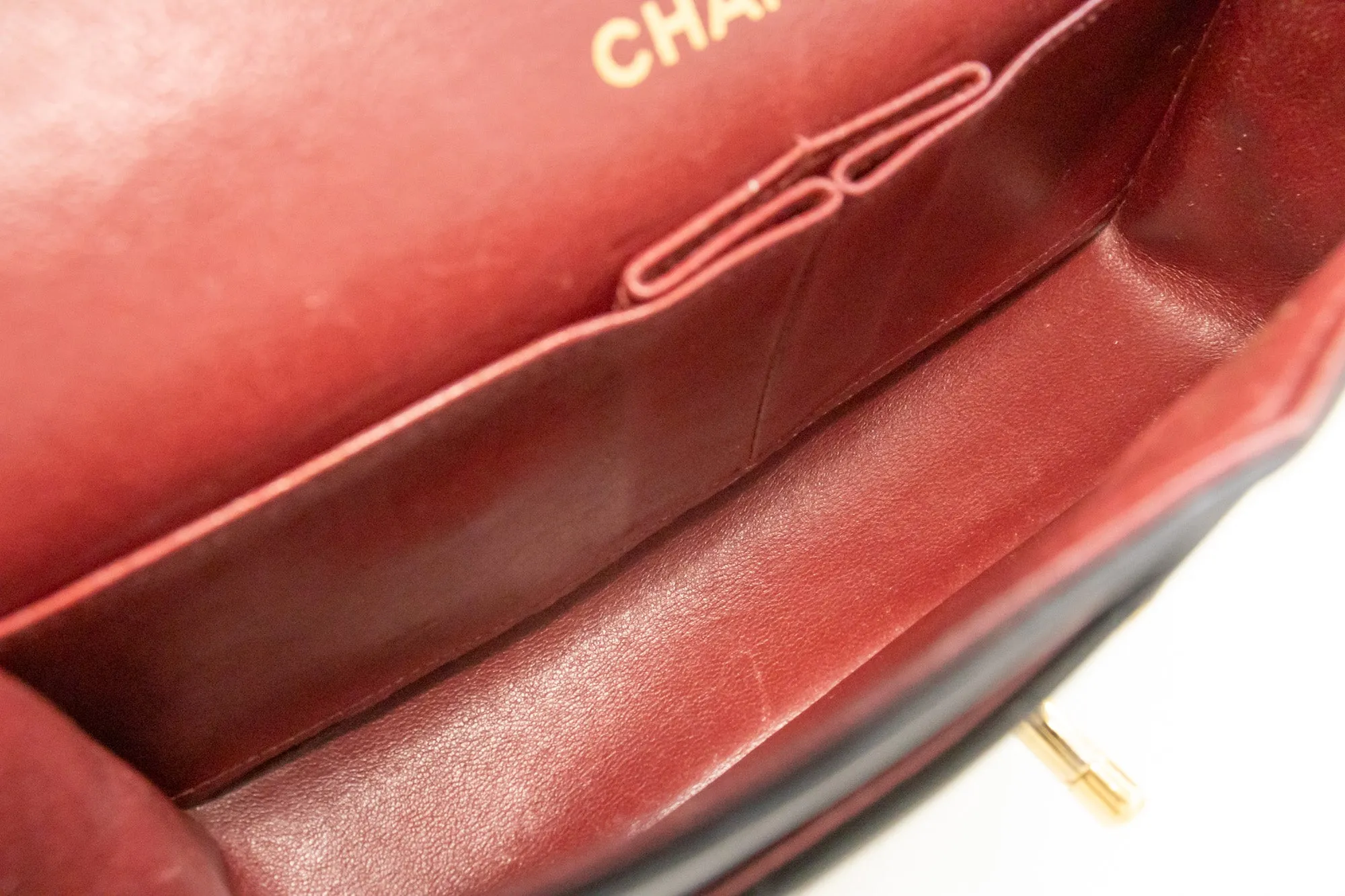 CHANEL Classic Double Flap 9" Chain Shoulder Bag Black Lambskin m64