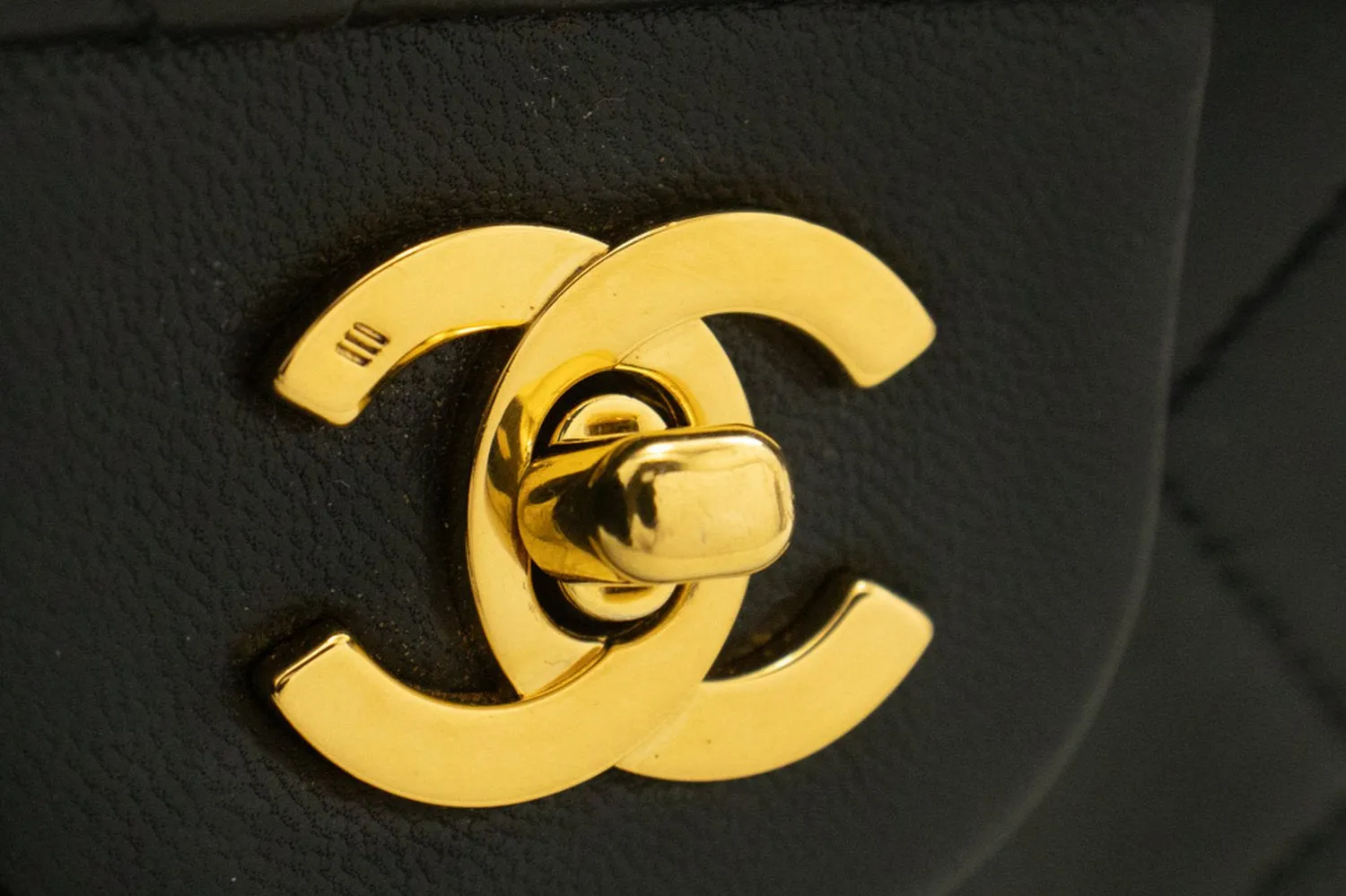 CHANEL Classic Double Flap 9" Chain Shoulder Bag Black Lambskin m64