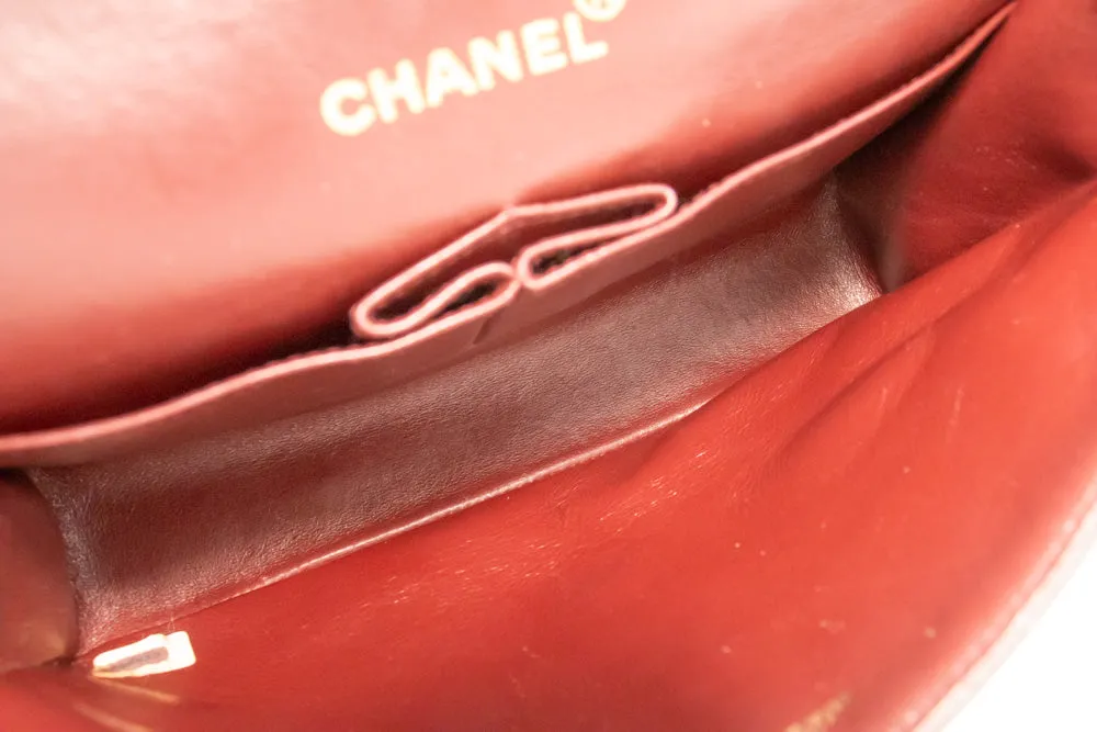 CHANEL Classic Double Flap 9" Chain Shoulder Bag Black Lambskin n02