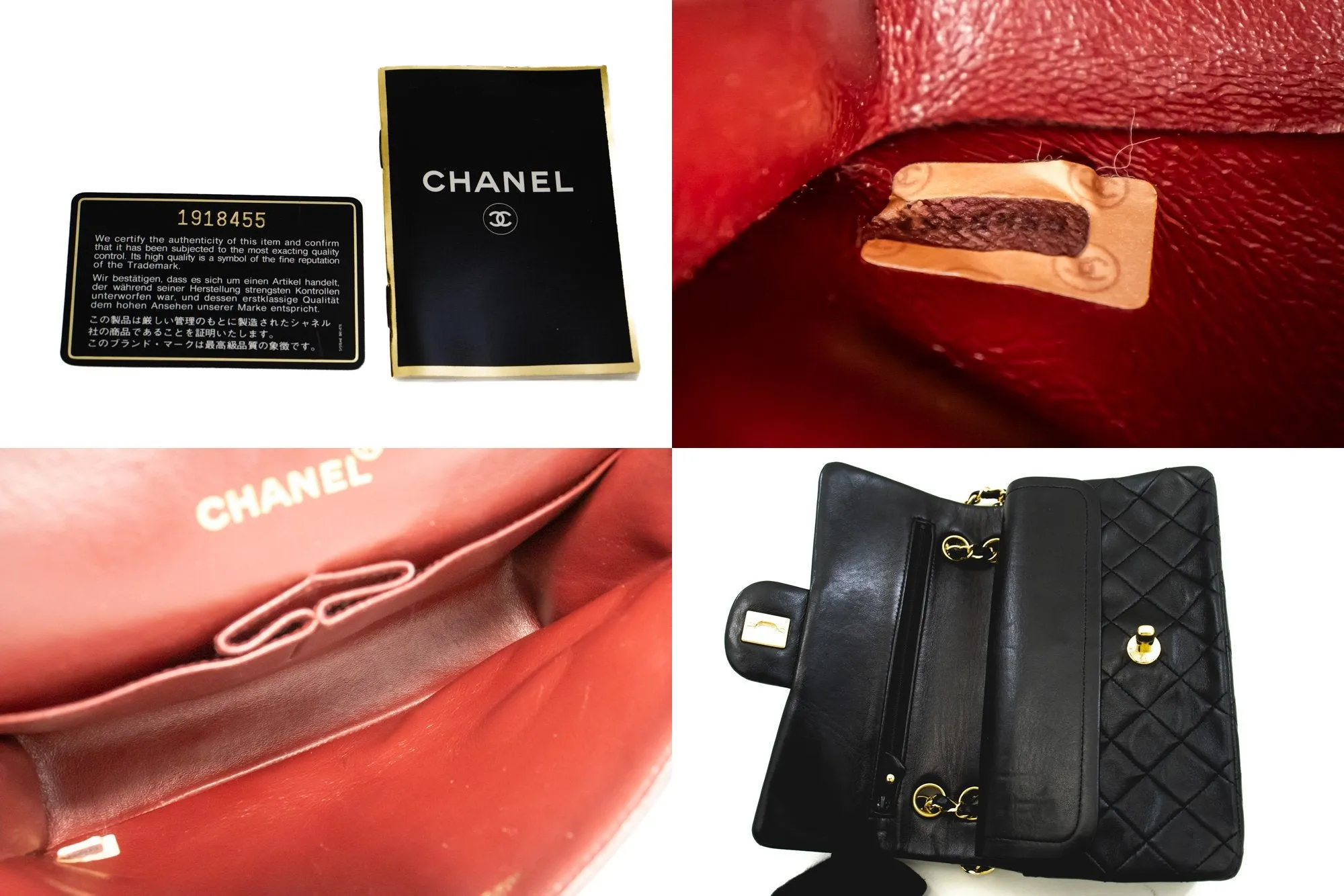 CHANEL Classic Double Flap 9" Chain Shoulder Bag Black Lambskin n02
