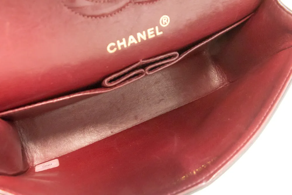 CHANEL Classic Double Flap 9" Chain Shoulder Bag Black Lambskin n31