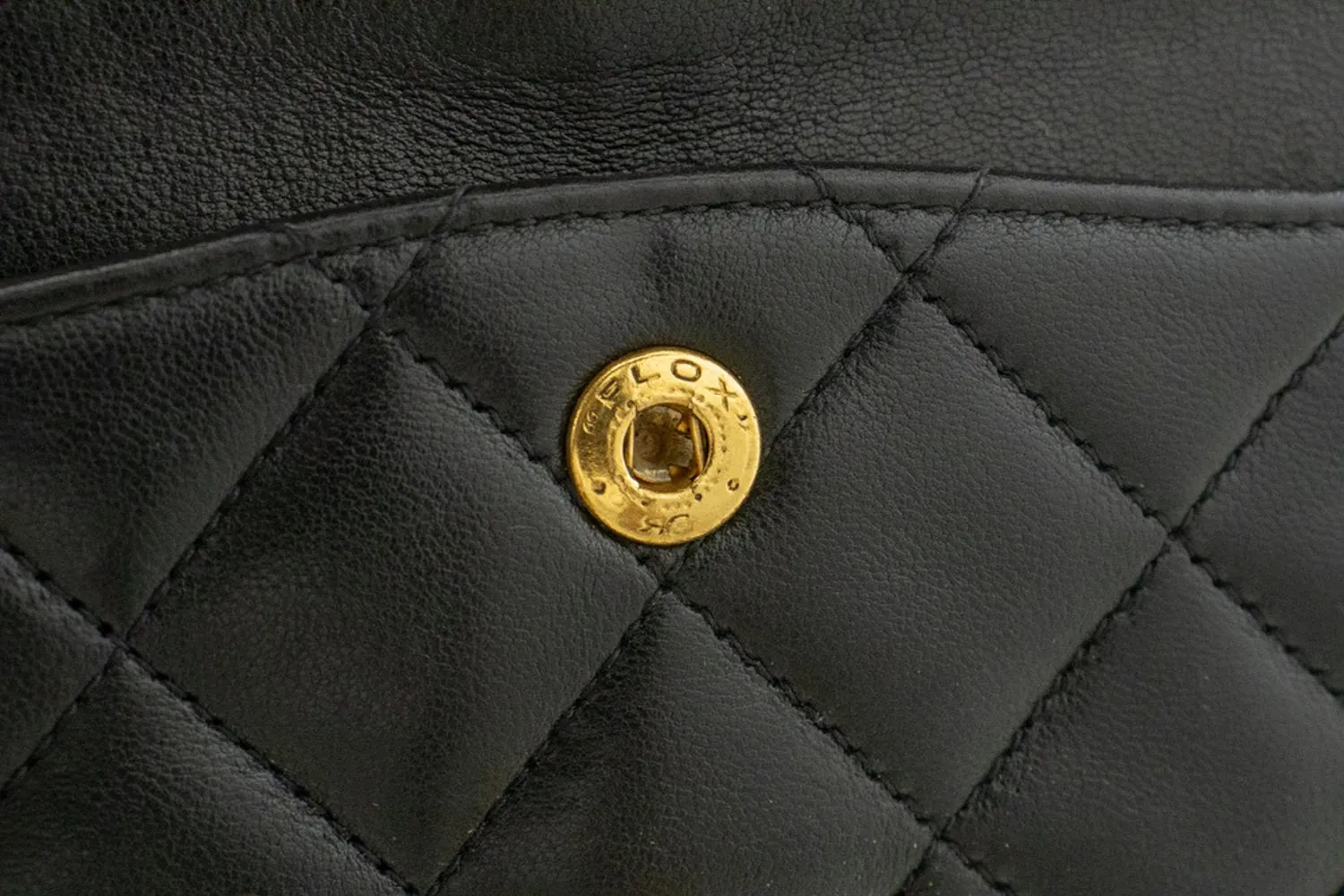 CHANEL Classic Double Flap 9" Chain Shoulder Bag Black Lambskin n31