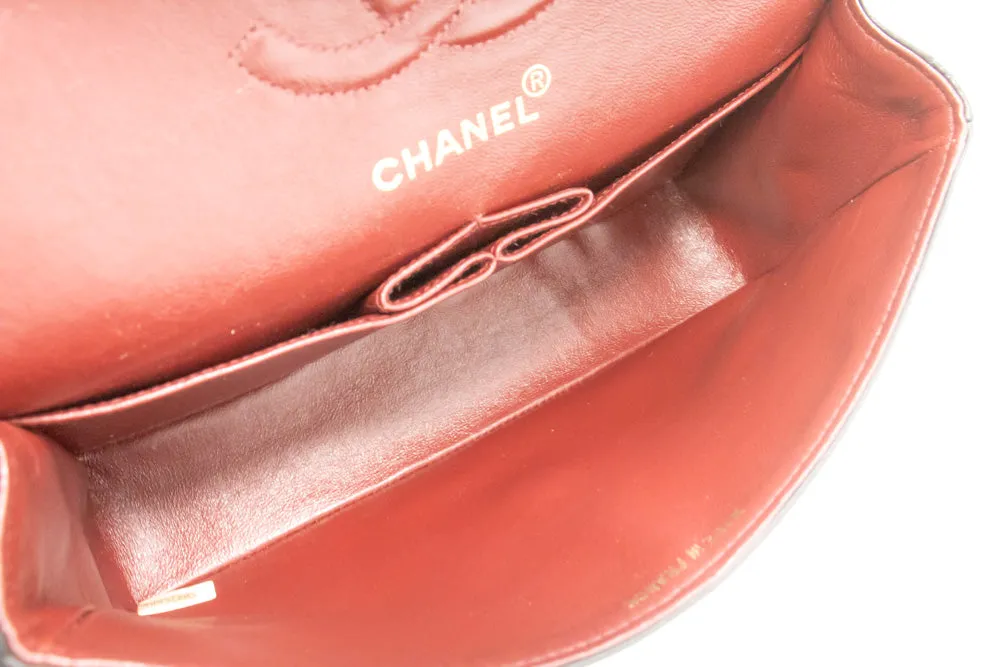 CHANEL Classic Double Flap 9" Chain Shoulder Bag Black Lambskin n33
