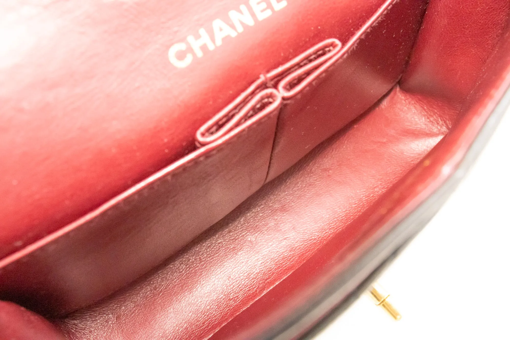 CHANEL Classic Double Flap 9" Chain Shoulder Bag Black Lambskin n95