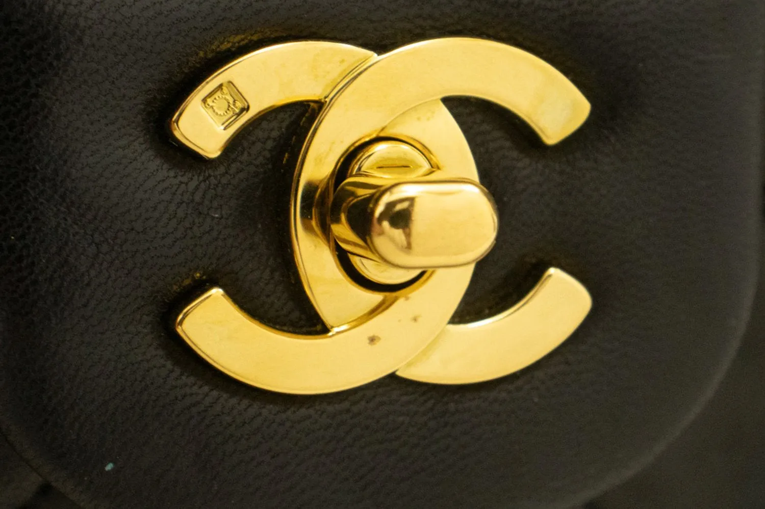 CHANEL Classic Double Flap 9" Chain Shoulder Bag Black Lambskin n95