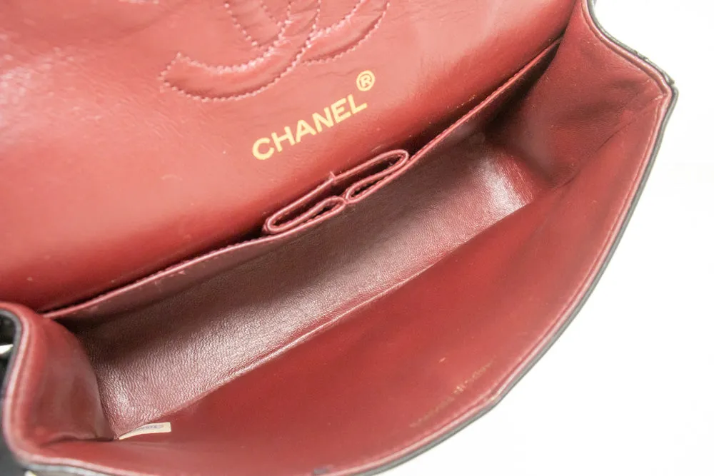 CHANEL Classic Double Flap 9" Chain Shoulder Bag Black Lambskin p02