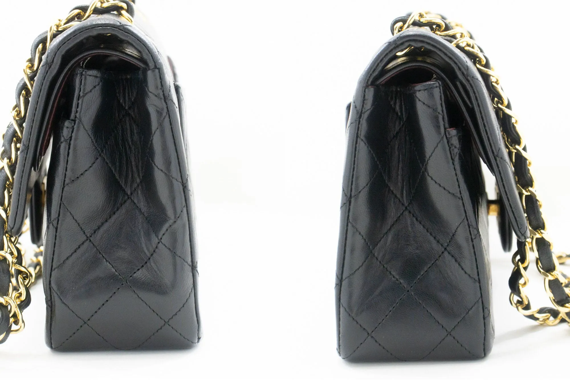 CHANEL Classic Double Flap 9" Chain Shoulder Bag Black Lambskin p02