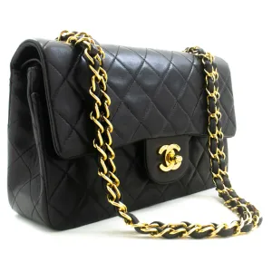 CHANEL Classic Double Flap 9" Chain Shoulder Bag Black Lambskin p54