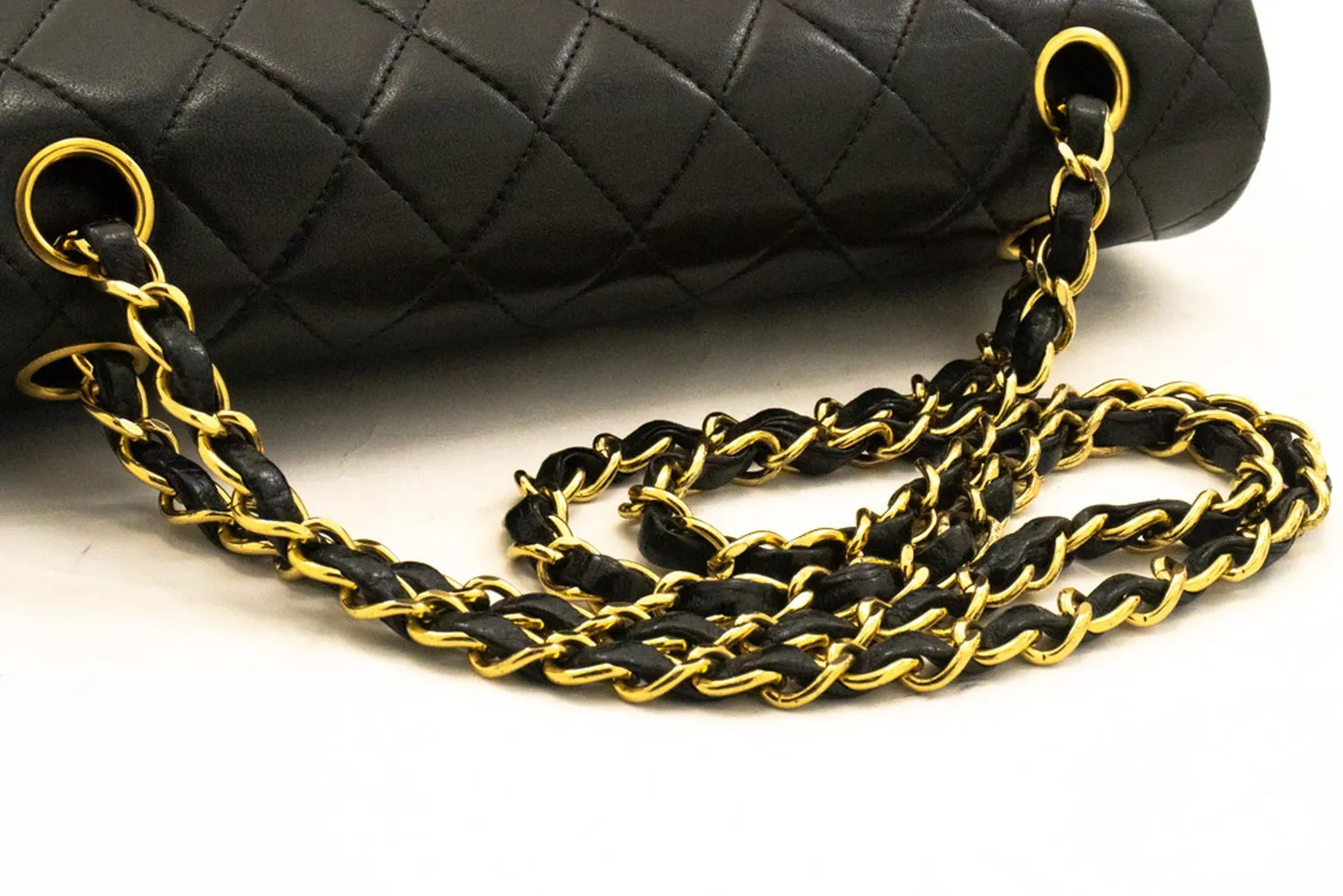 CHANEL Classic Double Flap Medium Chain Shoulder Bag Black Lamb k61