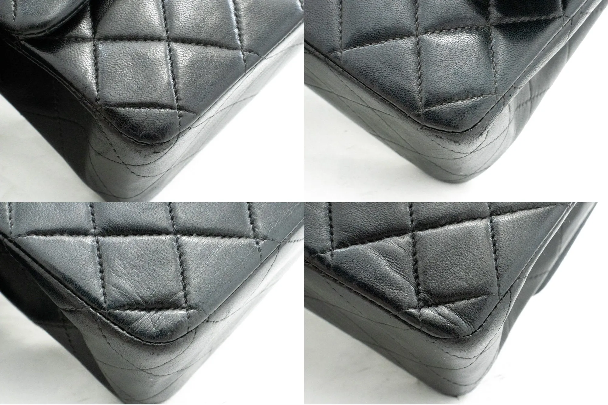 CHANEL Classic Double Flap Medium Chain Shoulder Bag Black Lamb k61