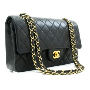 CHANEL Classic Double Flap Medium Chain Shoulder Bag Black Lamb k61