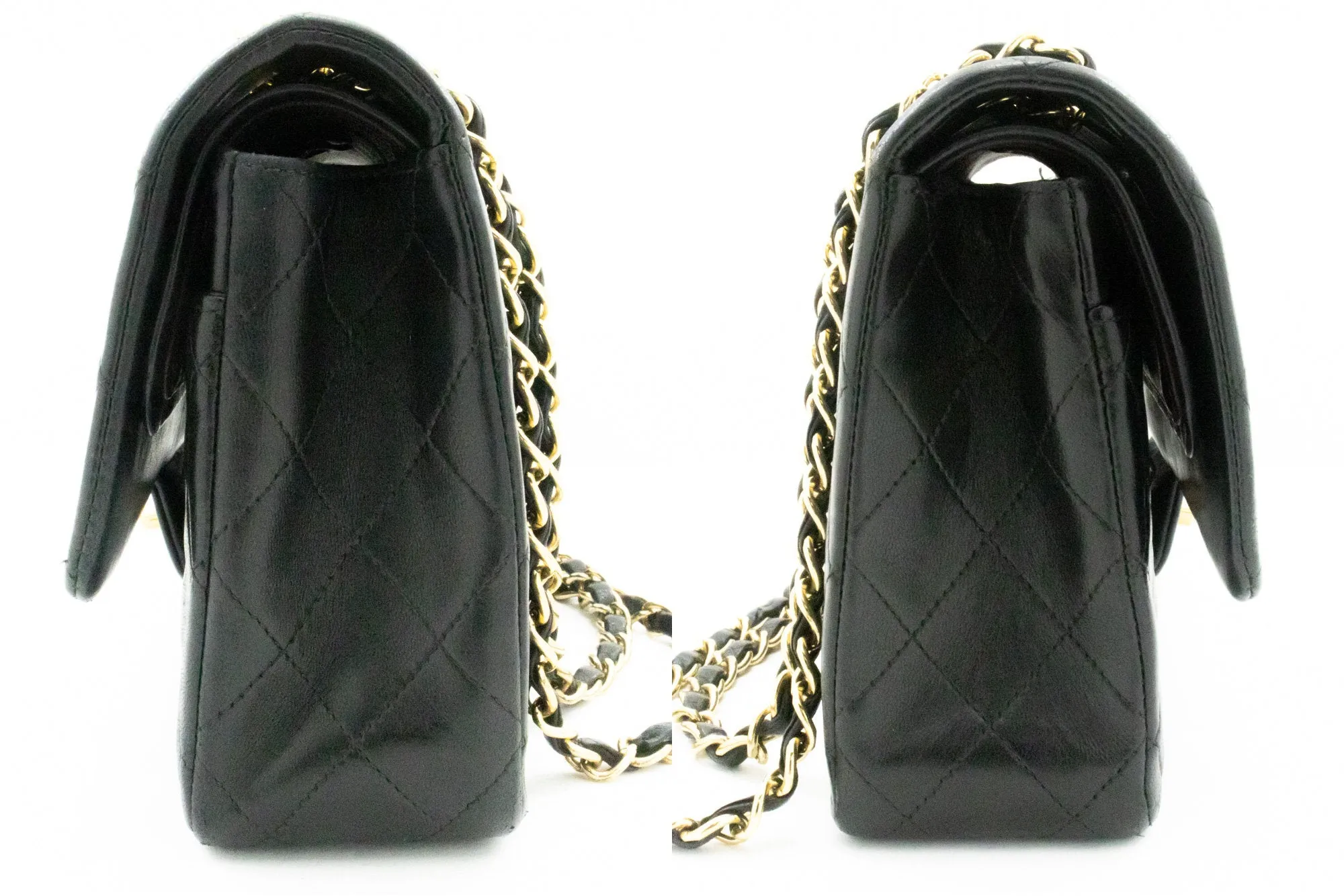CHANEL Classic Double Flap Medium Chain Shoulder Bag Black Lamb k61