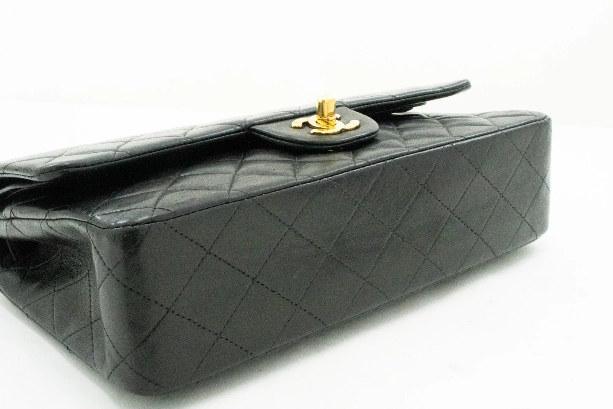 CHANEL Classic Double Flap Medium Chain Shoulder Bag Black Lamb k61