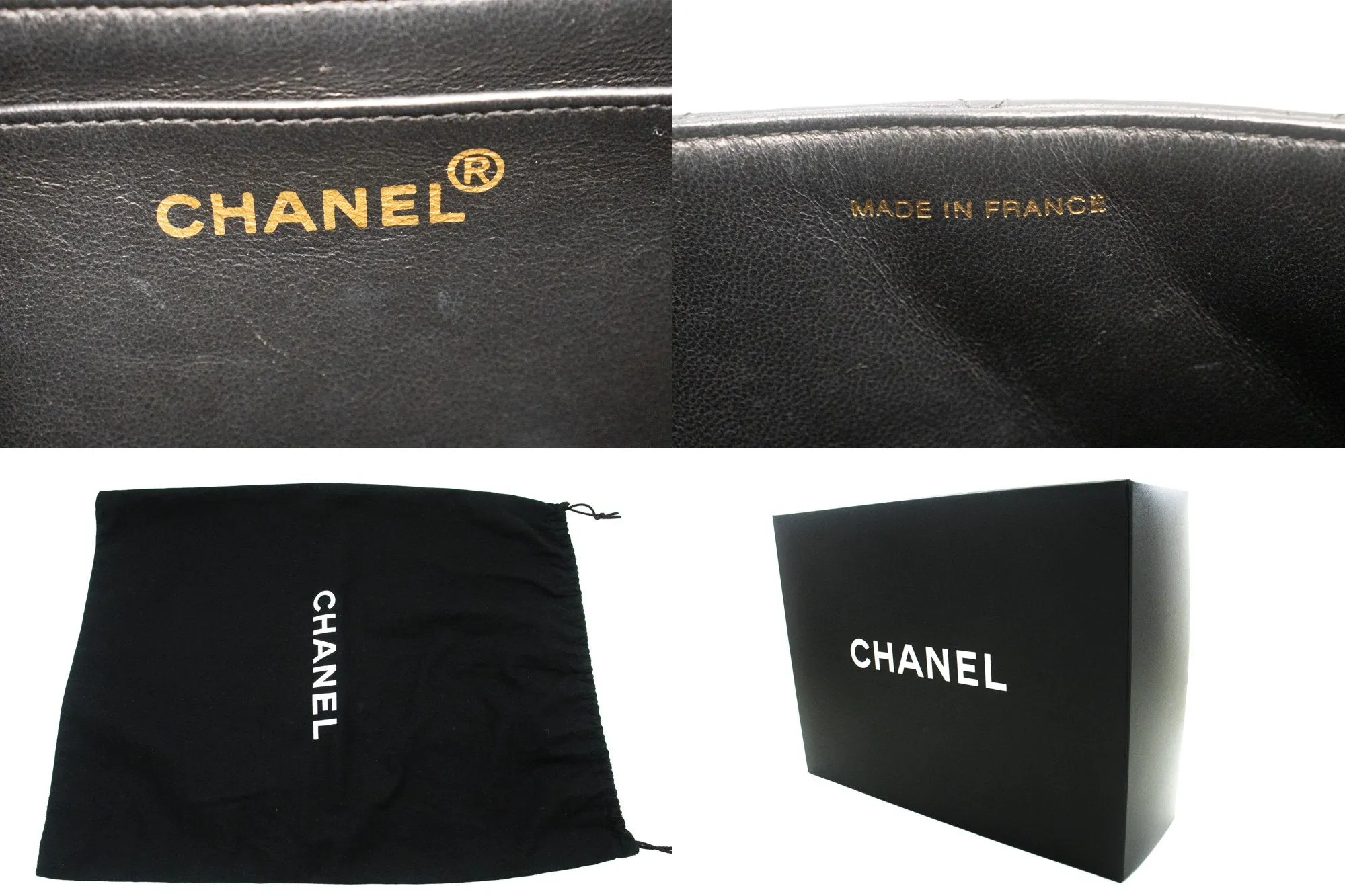 CHANEL Classic Large 11" Chain Shoulder Bag Flap Black Lambskin L95