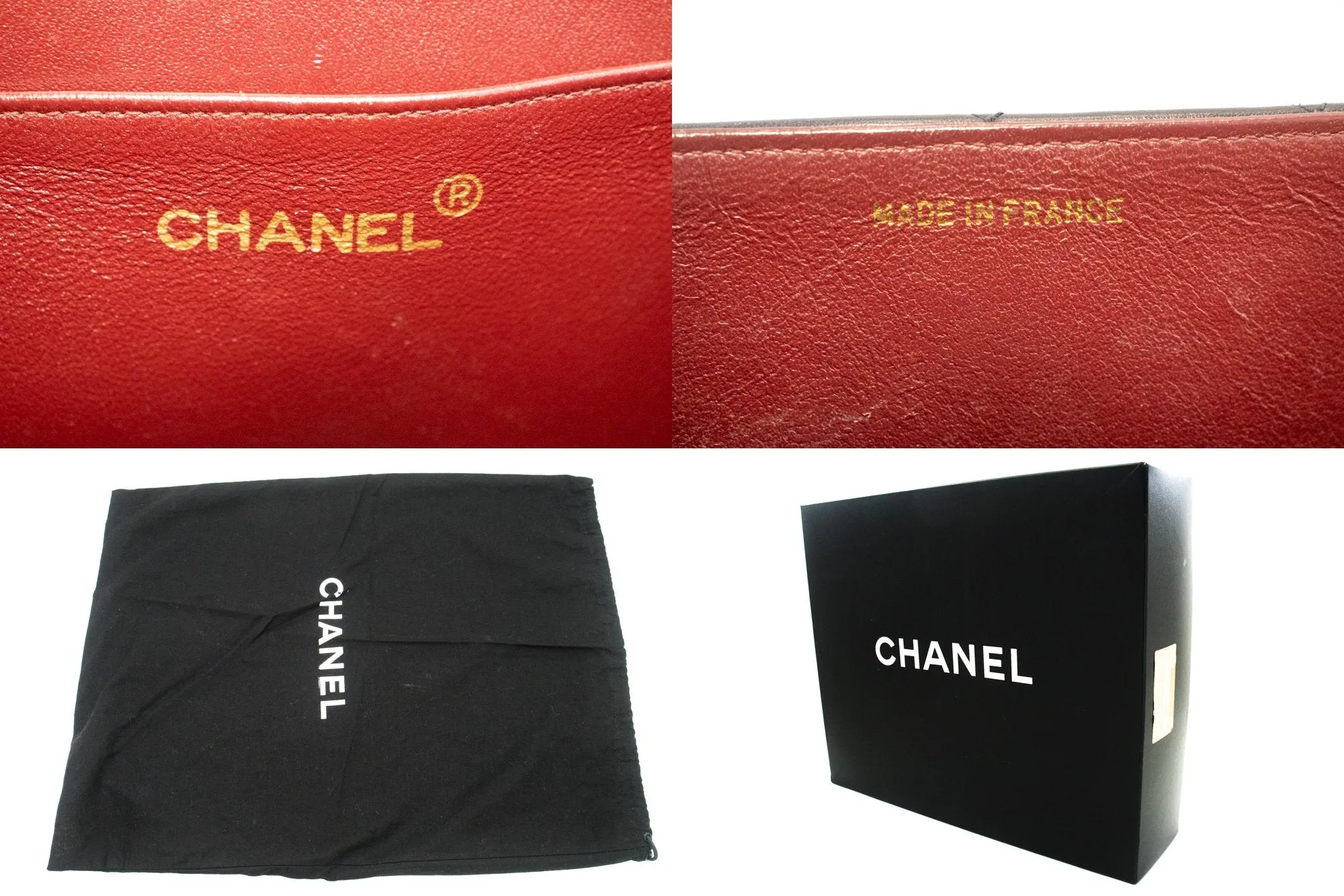 CHANEL Classic Large 13" Flap Chain Shoulder Bag Black Lambskin e90