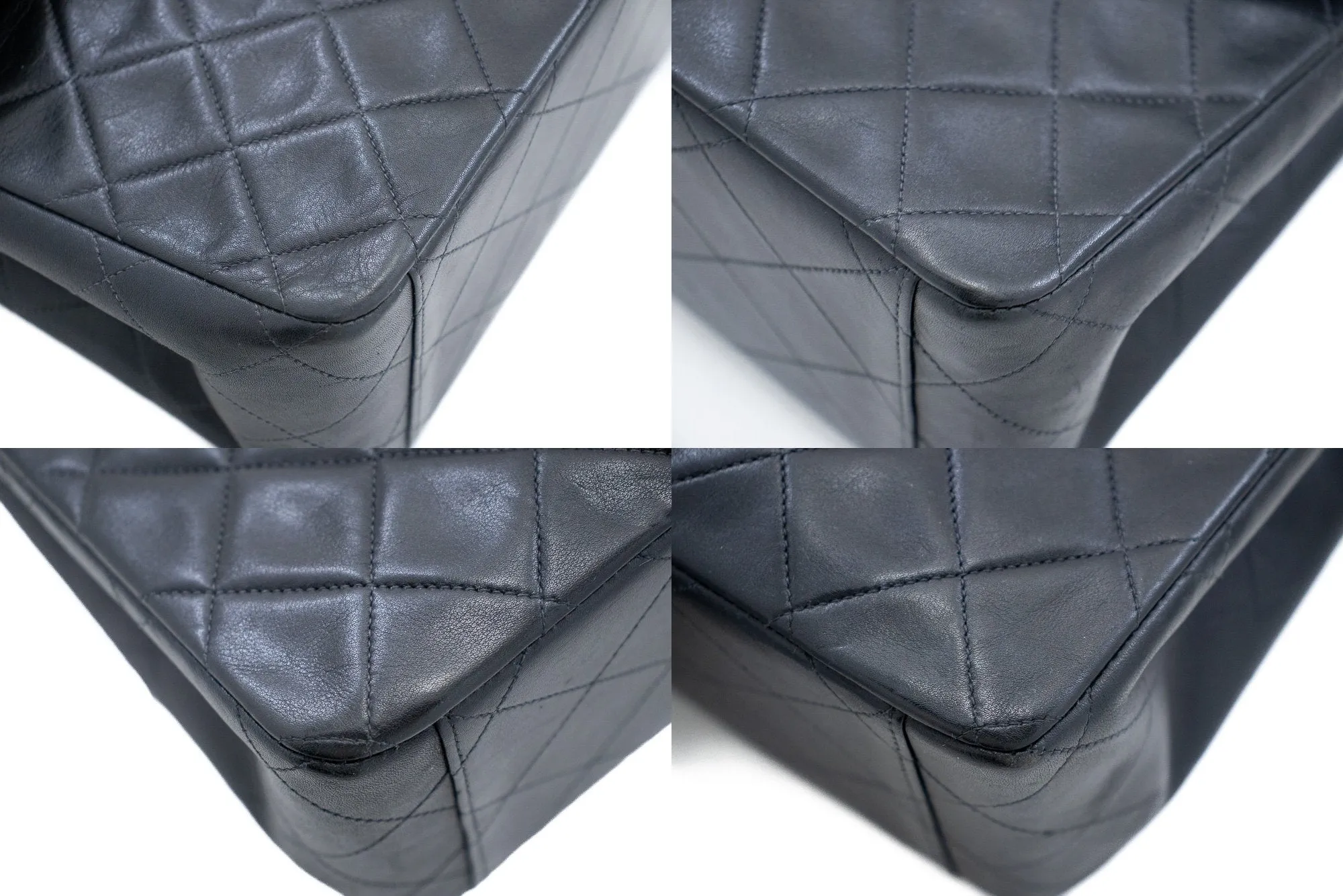 CHANEL Classic Large 13" Flap Chain Shoulder Bag Black Lambskin j71