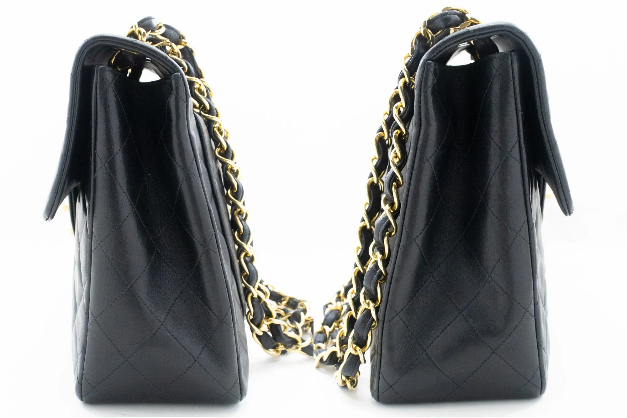 CHANEL Classic Large 13" Flap Chain Shoulder Bag Black Lambskin m36