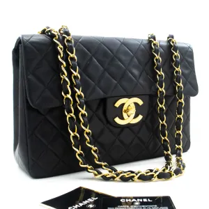 CHANEL Classic Large 13" Flap Chain Shoulder Bag Black Lambskin m36