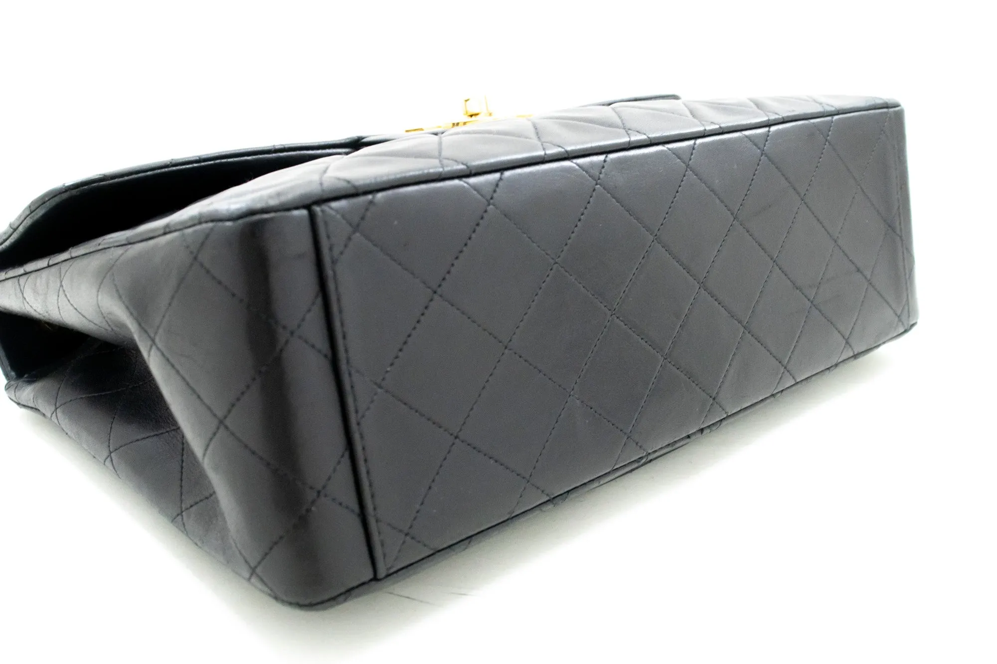 CHANEL Classic Large 13" Flap Chain Shoulder Bag Black Lambskin m36