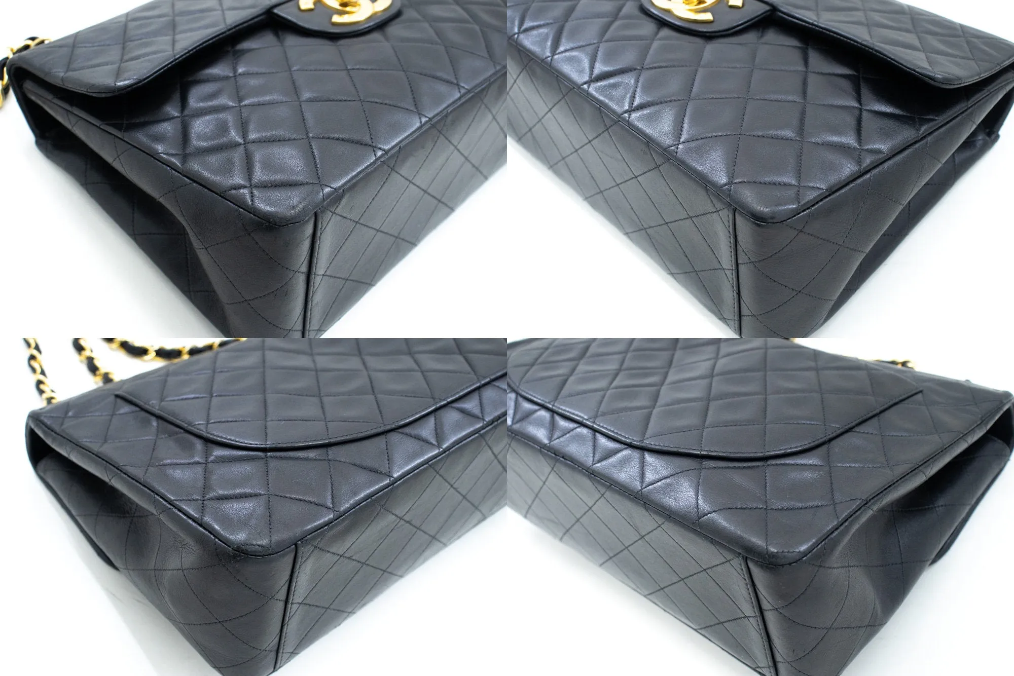 CHANEL Classic Large 13" Flap Chain Shoulder Bag Black Lambskin m36