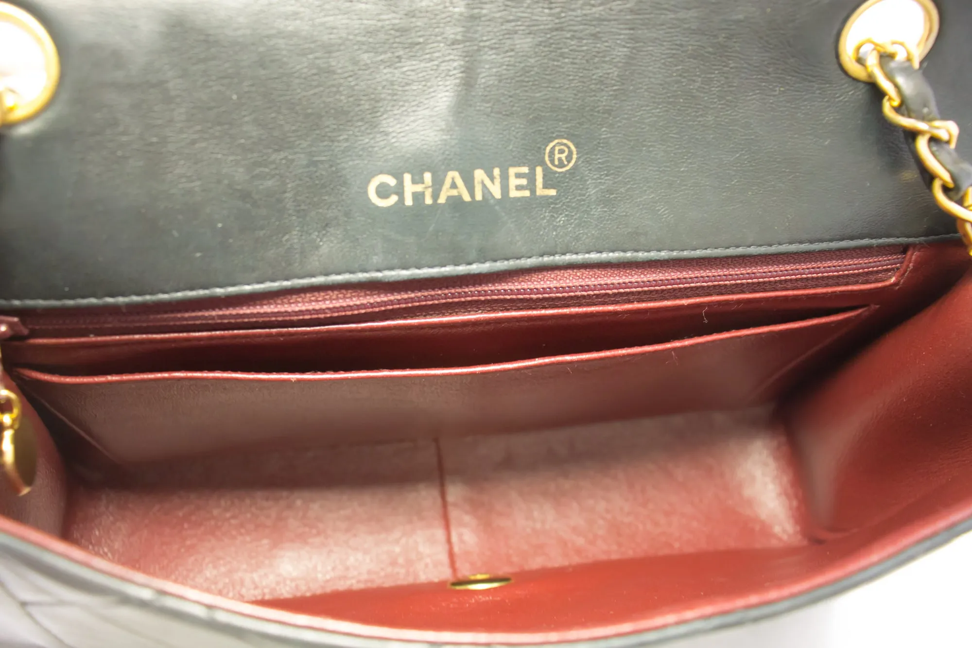 CHANEL Diana Flap Chain Shoulder Bag Black Quilted Lambskin Purse h32