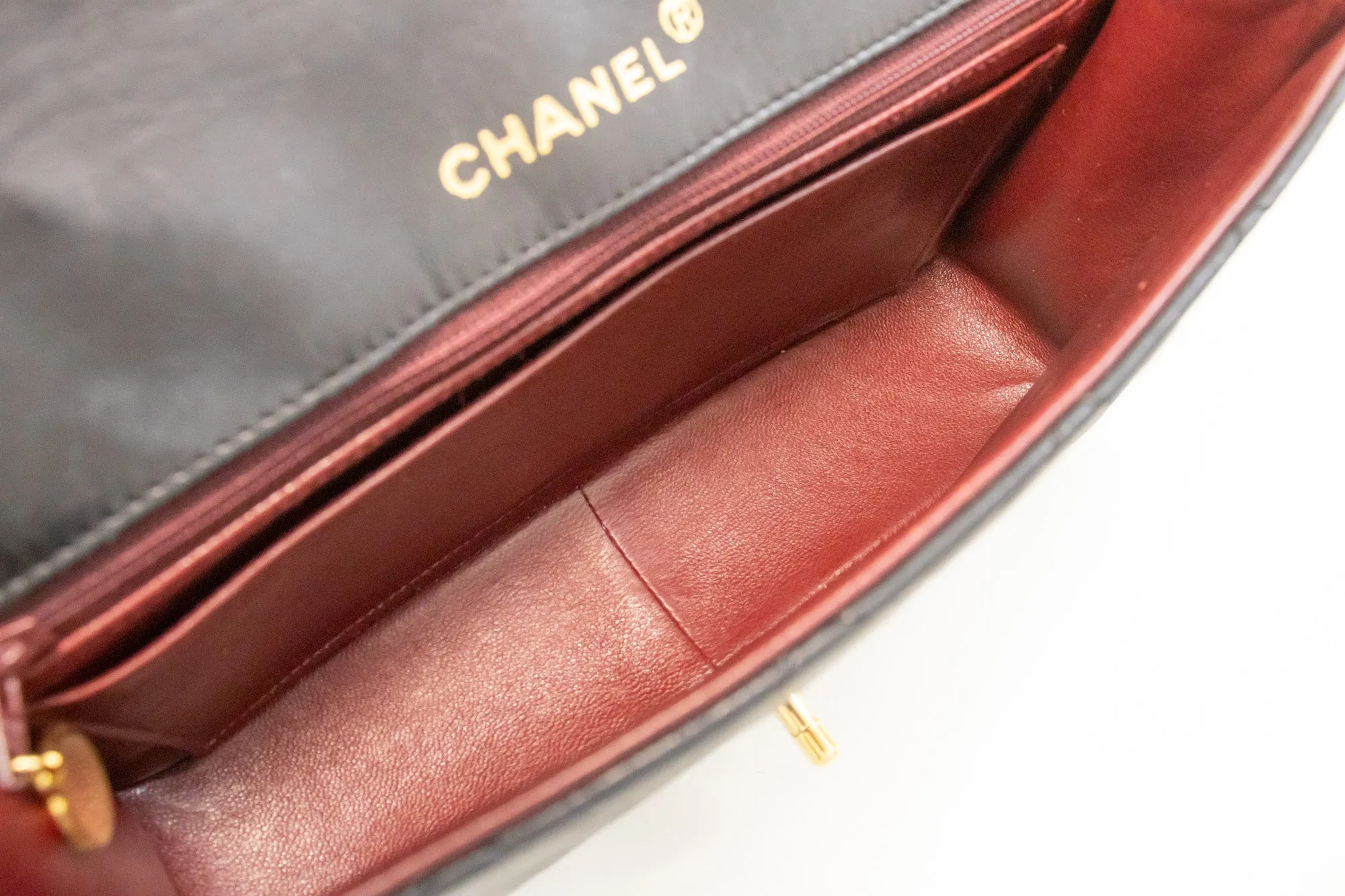 CHANEL Diana Flap Chain Shoulder Bag Black Quilted Lambskin Purse m10